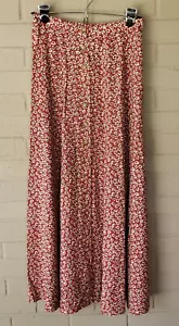 Vintage rot Blumenmuster Midi Rock Knopf unten 90er 90er 1990er Jahre Mode Int'l - Bild 1 von 4