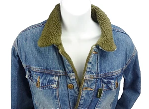Youth 14/16 Eddie Bauer Denim Jacket Warm Field Ranch Farm Coat Fleece Lining - Picture 1 of 10