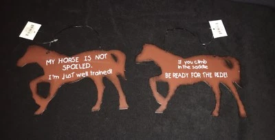 Conjunto de par de arte decorativo para colgar en la pared caballo de metal a juego pony vaquero occidental Foto 1 de 4