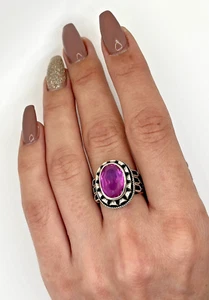 Vintage Russian Soviet Sterling Silver 875 Ring Ruby USSR,Women's Jewelry S 6,25 - Picture 1 of 18