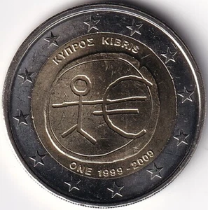 2 Euro Gedenkmünze Zypern - 2009 - "10 Jahre Europäische Wirtschaftsunion" - Picture 1 of 2