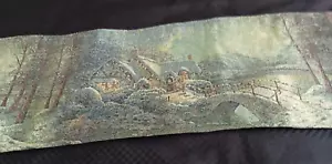 Thomas Kinkade Table Runner Tapestry With Lights Village 72"x13" - Picture 1 of 10