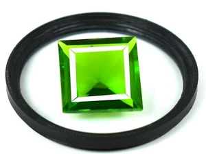 35 Ct Brazilian Olive Green Peridot Gemstone Square Cut Certified AD07 US Seller - Picture 1 of 12