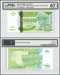 Zaire 500000 Nouveaux Zaires, 1996, P-78, PMG 67 - Picture 1 of 1