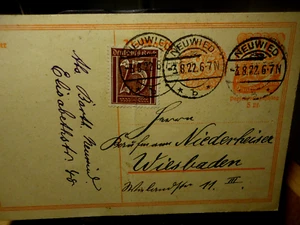 Postkarte Neuwied 3.8.1922 nach Wiesbaden - Bild 1 von 3