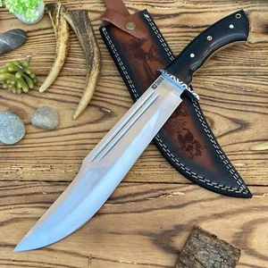 18" HAND FORGED Hunting Crocodile Dundee High Polish Survival Bowie Knife+Sheath - Picture 1 of 8
