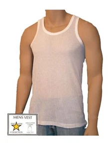 Gilet da uomo 100% cotone bianco rete Airtex biancheria intima singola Pk di 1/3/6 tutte le taglie - Foto 1 di 1