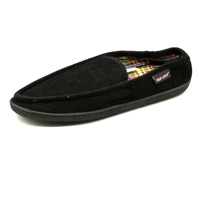 Mocasín Muk Luks Para Hombres Zapatilla Tela Negra Tacón Plano Sin Cordones Punta Redonda L 12-13 Foto 1 de 4