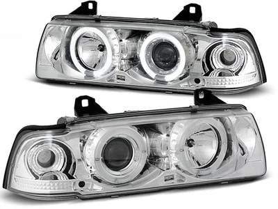 LED Angel Eyes Scheinwerfer chrom für BMW 3er Coupe Cabrio 12.90-08.99 - Bild 1 von 4