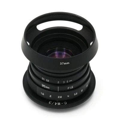 FUJIAN 35mm f1.6 C mount CCTV Lens II fr Micro 4/3 M4/3 E-PL2 E-PM1 GF3 GF2+Hood - Image 1 of 4