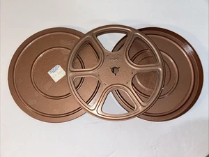 Proiettore Film Vintage 7" Super 8 Pellicola Metallo Vuota 8mm Bobina e Custodia Bronzo Oro - Foto 1 di 6