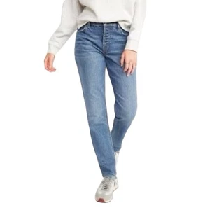 Old Navy Womens Slouchy Straight Jeans Size 2 High Rise Button Fly Letty Blue - Picture 1 of 7