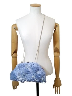 Monsoon Clutch Bag Beaded Floral Blue Hand Beaded - NEW - Image 1 of 4