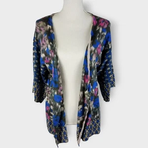 Cárdigan Guinevere Geo Fleur Frente Abierto 100% Lana Merino Multicolor Talla Mediana - Imagen 1 de 9