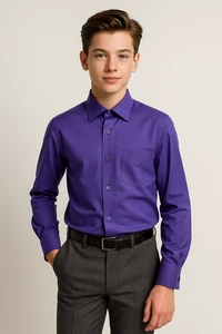 Boys Kids Flamingo Classic Formal Wedding Purple Shirt - Picture 1 of 6
