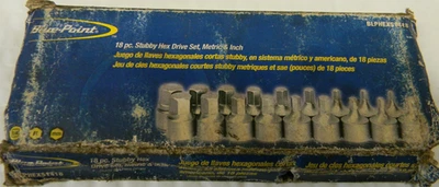 BLUE-POINT 1/4" DRIVE 18PC SAE & METRIC STUBBY HEX DRIVE SET #BLPHEXS1418 - Image 1 of 4