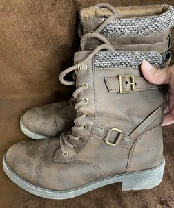 Rocket Dog Thunder Brown Lace Up Boots Ladies US Size 10 Buckle Accents Combat - Picture 1 of 9