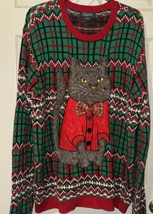 Suéter feo de Navidad 33 Degrees para hombre CAT talla XL gatito - Imagen 1 de 4