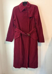Vintage Marc Jacobs langer Samt Trenchcoat burgunder Gürtel Gr. 8 gefüttert Baumwolle - Bild 1 von 14
