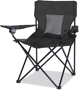 Camping Chair, Outdoor Portable Picnic Folding Fishing Chair with 2 Cup Holder f - Picture 1 of 7