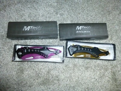 Nuevo en caja 2 cuchillos asistidos por resorte balístico MTech EE. UU. MT-A705PE, MT-A705BG Foto 1 de 4