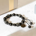 Black Bracelet Lava Square Volcanic Stone Bracelet Men's Matte Black Glass Beads