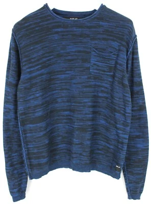 Suéter masculino Replay UK4069 mistura grande malha apertada gola redonda logotipo - Imagem 1 de 4