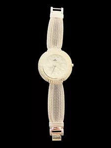 Orologio Adee Kaye Cinturino Maglia Argento Strass Cristallo Donna Ha Bisogno Batteria - Foto 1 di 6