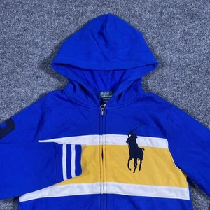 Polo Ralph Lauren Kids Size Medium Big Pony Full Zip Striped Retro Style - Picture 1 of 8