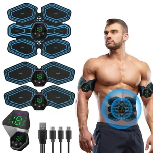 Rechargeable EMS Abdominal Muscle Toning Belt Trainer ABS Stimulator Toner Belt - Picture 1 of 10