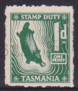 (F123-87) 1950 AU Tasmania 1d green stamp duty (CL) - Picture 1 of 1