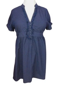 Sam & Maxx blau gepunktetes Kurzarm Empire-Taille Tunika Kleid 2X - Bild 1 von 7