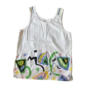 Dolce Vita Teen Size L/Ladies XS white Abstract Print Sleeveless Cotton Top - Picture 1 of 24