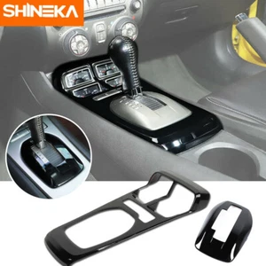 2pc Gear Shift Box Panel Frame Cover Trim Bezel For 2010-2015 Chevy Camaro Black - Picture 1 of 12