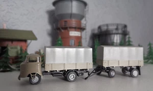 Espewe DDR-Modelle 1:87, 1x W50 Pritsche mit Plane und 1x Hängerzug mit Plane - Bild 1 von 7
