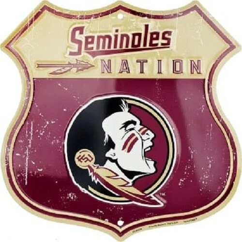 Florida State Seminole Nation 12" X 12" Embossed Highway Shield Sign - Image 1 of 1