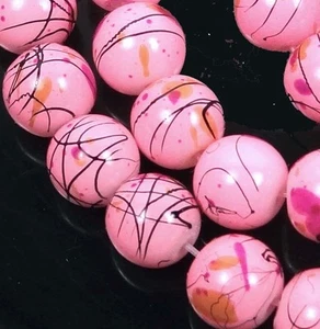 8 mm Ziehbank Glas Spritzbemalt Runde Perlen - Rosa 16 Zoll - Bild 1 von 2