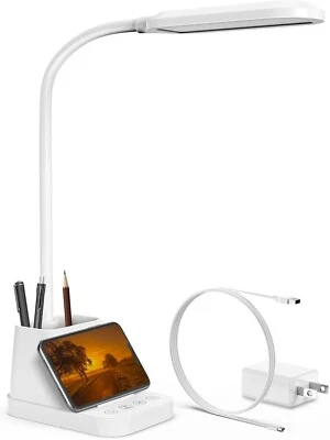 Lámpara de escritorio LED blanca con puerto de carga USB y cuello de cisne flexi - Image 1 of 4