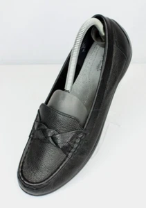 Lo último Selena Mocasines Para Mujer 9 Cuero Negro Correa Trenzada Zapatos Planos Sin Cordones - Imagen 1 de 14