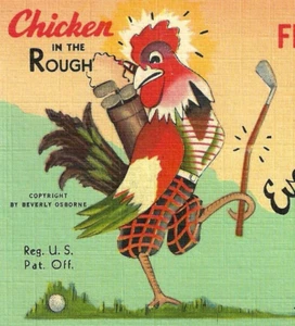 Huhn im rauen Restaurant Adv. Teich. "Gebratenes 1/2 Huhn." Leinen. DB. UNP. - Bild 1 von 3