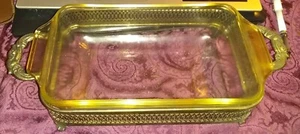 VINTAGE ANCHOR HOCKING 5X9 INCH 1 QUART CASSEROLE BAKING DISH WITH STAND - Picture 1 of 6