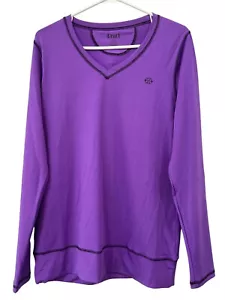 Cruel V Neck Long Sleeve T Shirt XL Polyester Blend Purple Casual Athleisure NEW - Picture 1 of 7