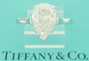 Tiffany & Co Solitaire Pear Diamond Engagement Ring 2.35 ct Platinum Rtl $50K - Picture 1 of 13