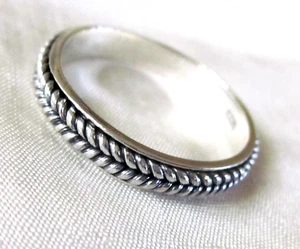 Twisted Rope Band Ring / Artisan /  size 11 / 925 Sterling Silver / 3mm wide - Picture 1 of 4