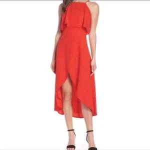 Neu mit Etikett Anthropologie Stella hellrot rosa hochniedrig Maxikleid verstellbare Riemen M - Bild 1 von 13