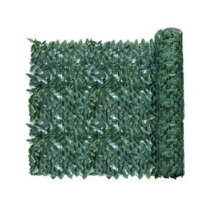 Artificial Faux Laurel Leaves Privacy Fence Screen Dark Green w/ Mesh Backing - Picture 1 of 14