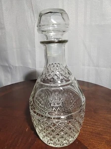 Vtg Liquor Decanter Bottle Crown Royal Glass Stopper Wine Whiskey Etched Glass - Picture 1 of 5