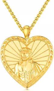 Saint Jesus Necklace 925 Sterling Silver 24k Gold Plated Pendant Gifts Men Women - Picture 1 of 7