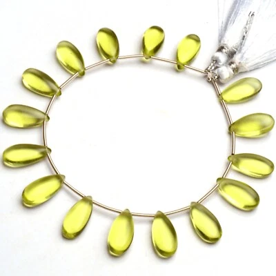 Lemon Color Quartz 15x7mm Size Smooth Pear Beads 7" Strand - Image 1 of 4