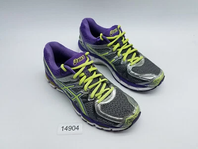 Asics Gel-Kayano 21 Women's Size 8 Running Shoes Gray Purple Yellow - Image 1 of 4